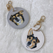 Load image into Gallery viewer, Hand-Painted Pet Portrait Faux Leather Keyring