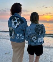 Load image into Gallery viewer, Midi Size Portrait - Adult Custom Pet Portrait Denim Jacket - 1-4 Pets