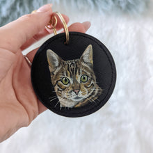 Load image into Gallery viewer, Hand-Painted Pet Portrait Faux Leather Keyring