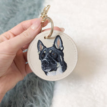 Load image into Gallery viewer, Hand-Painted Pet Portrait Faux Leather Keyring