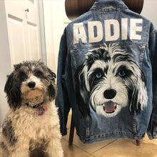 Load image into Gallery viewer, Full Size Portrait - Adult Custom Pet Portrait Denim Jacket - 1 Pet