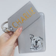 Load image into Gallery viewer, Hand-Painted Pet Portrait Passport Cover, Luggage Set