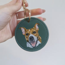 Load image into Gallery viewer, Hand-Painted Pet Portrait Faux Leather Keyring