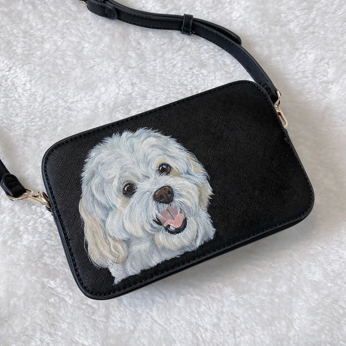 Custom Painted Belt Bag Sling Bag Leather Hand Painted Portrait of YOUR Pet  on this SAK Hand Tooled Recycled Bottle Lining