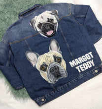 Load image into Gallery viewer, Midi Size Portrait - Adult Custom Pet Portrait Denim Jacket - 1-4 Pets