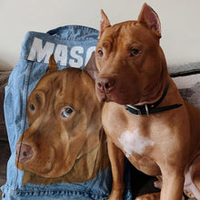 Load image into Gallery viewer, Full Size Portrait - Adult Custom Pet Portrait Denim Jacket - 1 Pet