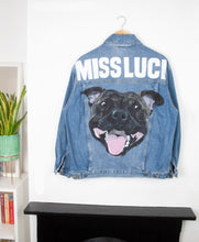 Load image into Gallery viewer, Full Size Portrait - Adult Custom Pet Portrait Denim Jacket - 1 Pet
