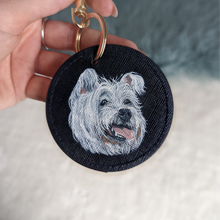 Load image into Gallery viewer, Hand-Painted Pet Portrait Faux Leather Keyring