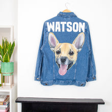 Load image into Gallery viewer, Full Size Portrait - Adult Custom Pet Portrait Denim Jacket - 1 Pet