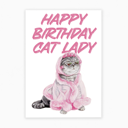 Happy Birthday Cat Lady - Greeting Card 🐈🎂