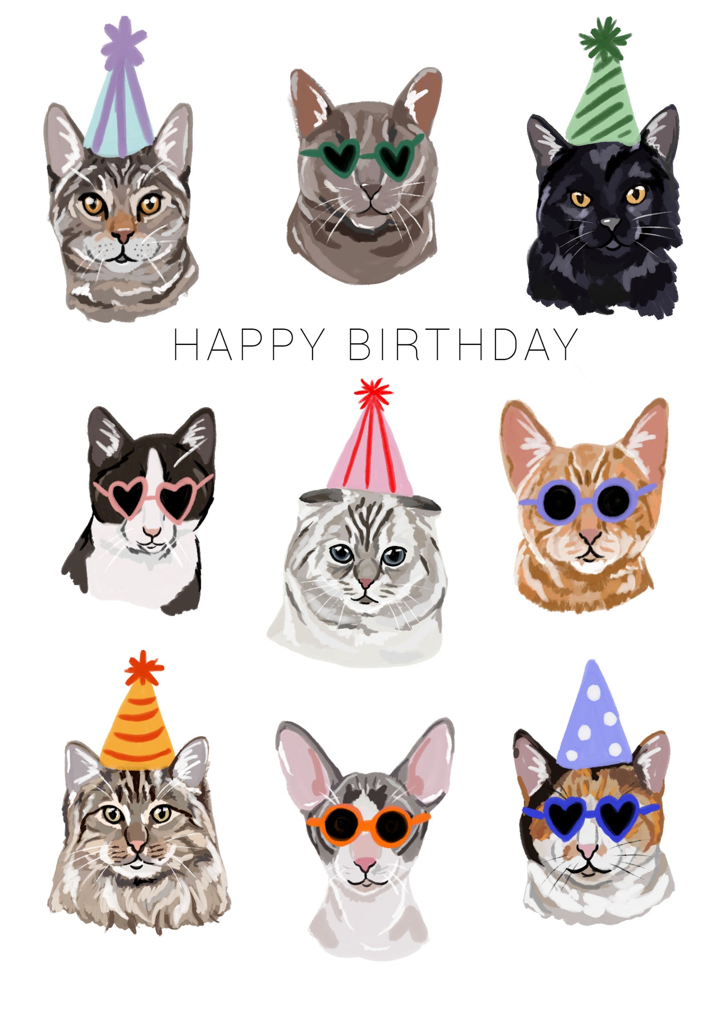 Happy Birthday Cats - Greeting Card 🐈🐈🐈