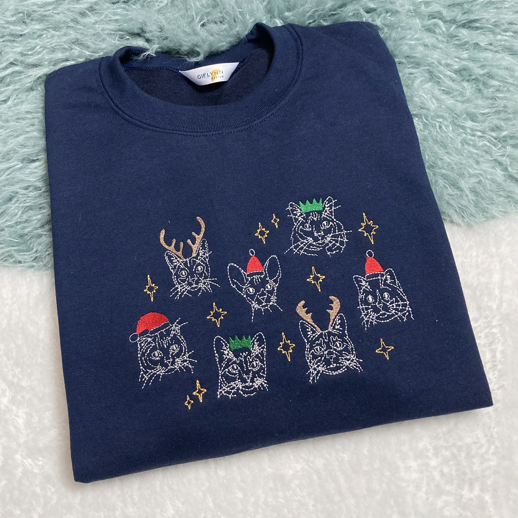 Christmas Cats - Embroidered Sweatshirt