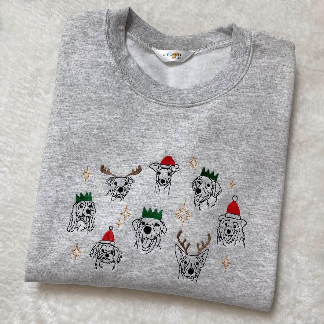 Christmas Pups - Embroidered Sweatshirt