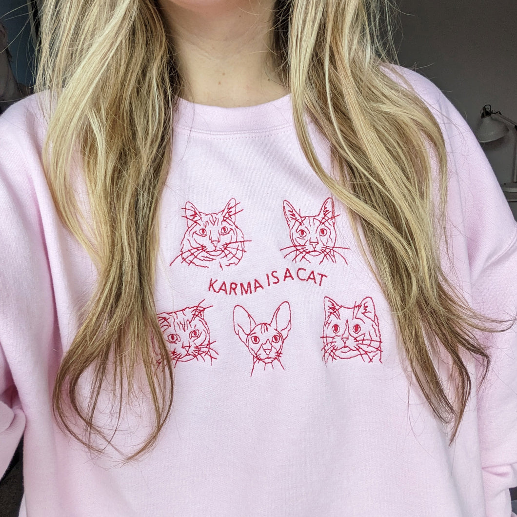 Karma is a Cat - Embroidered Sweatshirt