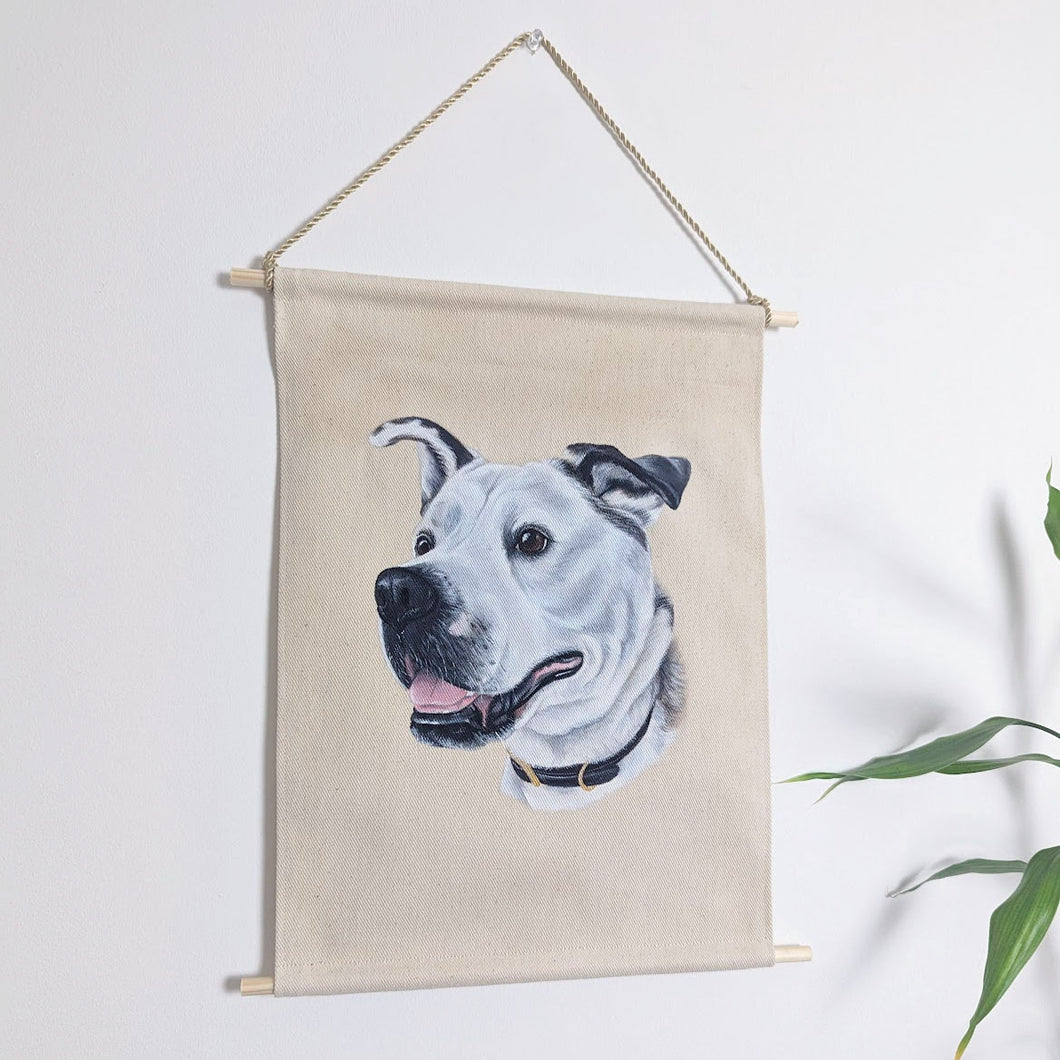 Hand-Painted Pet Portrait Fabric Wall Hanging
