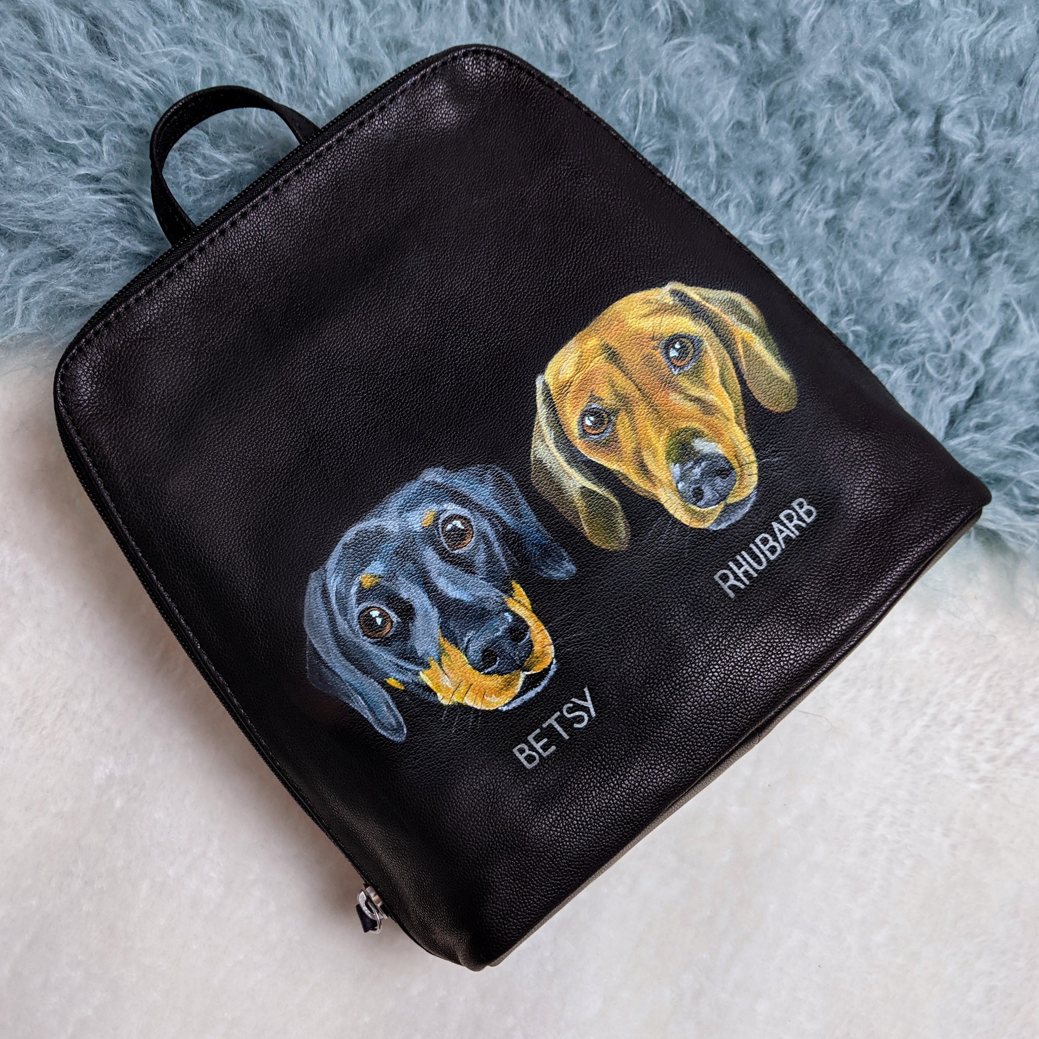 Dachshund Painting Leather Wallet Custom Dog Portrait Pet 