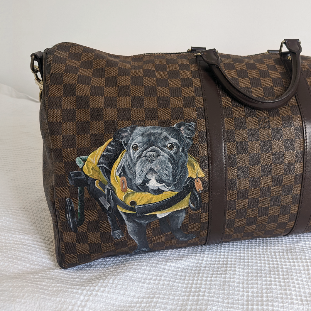 Large Hand-Painted Pet Portrait Leather/Faux Leather Items - Purse, Bag, Wallet