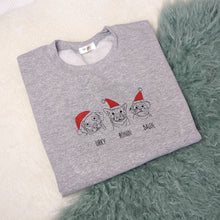 Load image into Gallery viewer, Custom Christmas Embroidered Pet Portrait Sweatshirt
