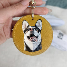 Load image into Gallery viewer, Hand-Painted Pet Portrait Faux Leather Keyring
